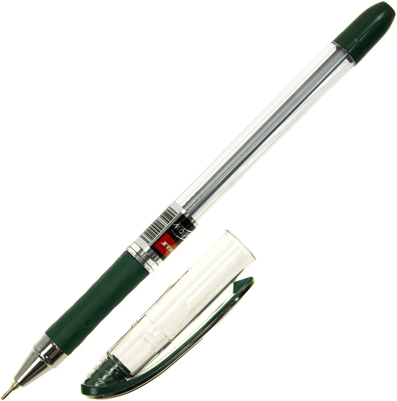 Ручка кулькова Maxflow, 0,7мм., корпус прозорий, стержень зелен. Unimax — фото 4