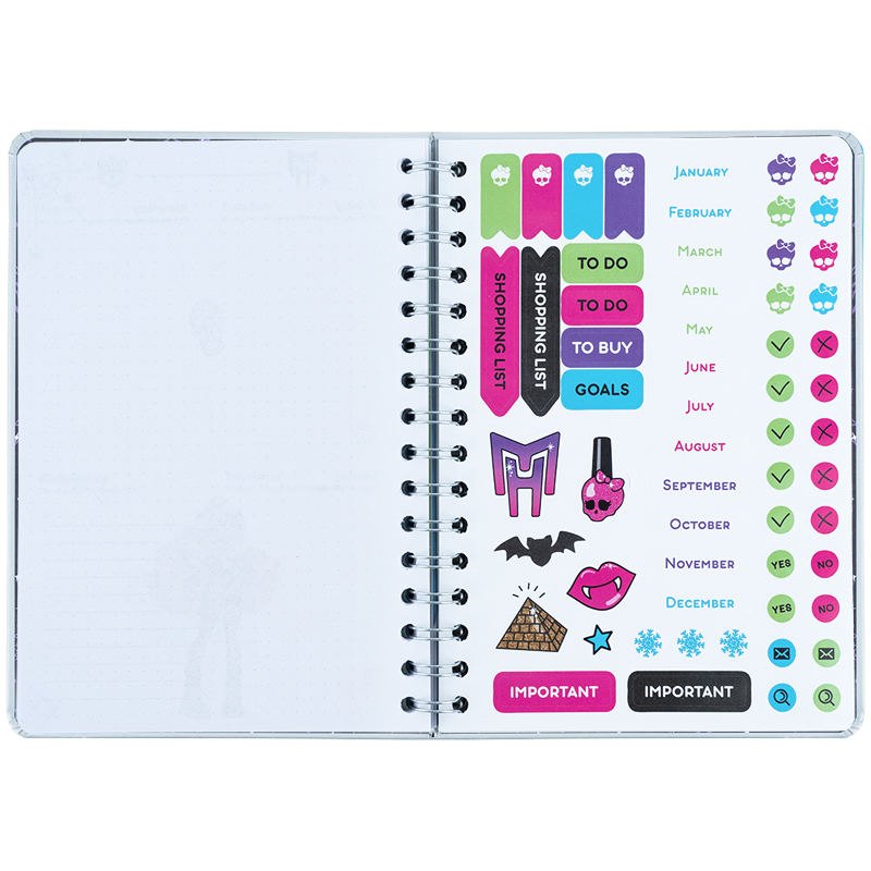 Ежедневник на спирали, твердая обложка, Monster High (MH25-438) Kite - фото 10