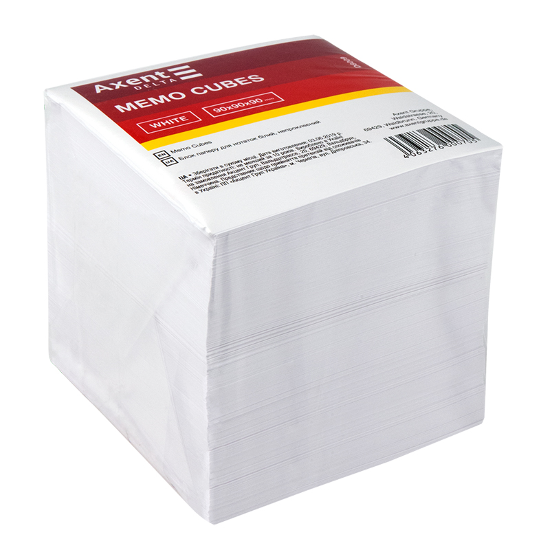 Блок для запису неклеєний 90*90*90мм., Delta (D8006) білий Axent Delta — фото 2
