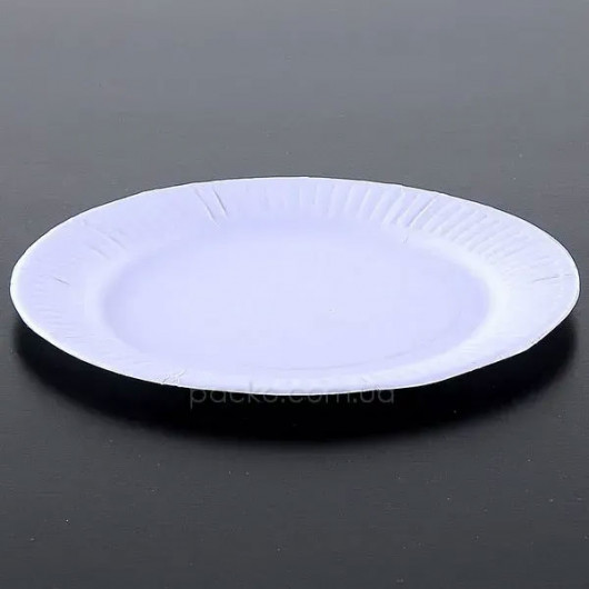 Тарілки одноразові d=18см. без відділень 100шт/уп., біл. Україна — фото 3