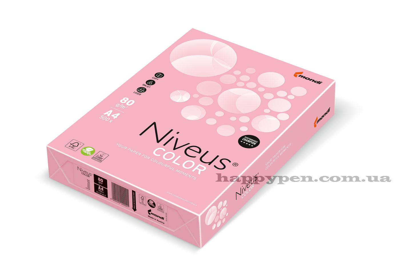 Папір кольоровий A4 пастель 80г./м2, 500лист., PI25 pink, рожев. Mondi — фото 3