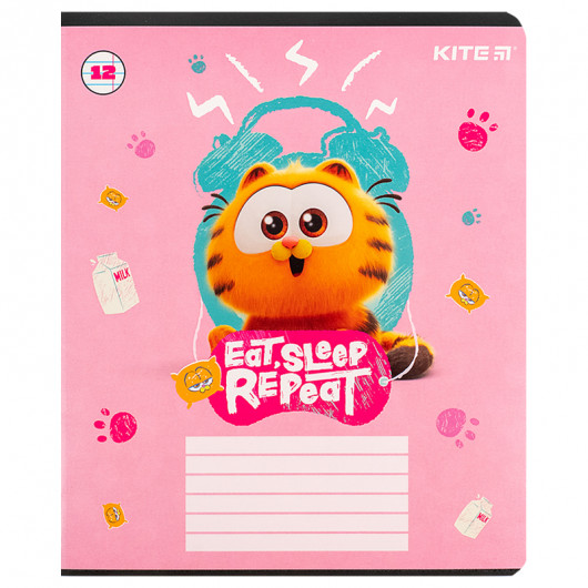 Тетрадь 12 лист., лин., гибр. лак + УФ лак, Garfield (GF24-234) Kite - фото 17