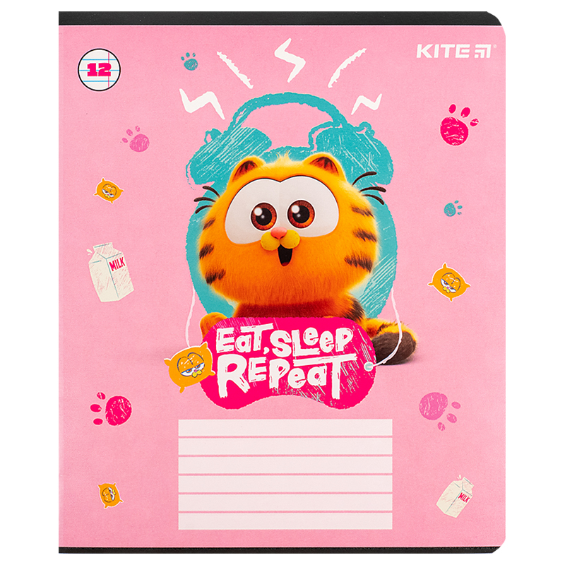 Тетрадь 12 лист., лин., гибр. лак + УФ лак, Garfield (GF24-234) Kite - фото 17