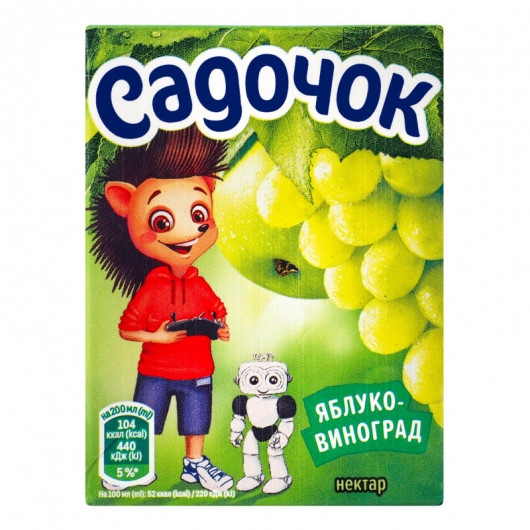 Нектар 0,2л. Яблуко-Виноград білий, 27шт/уп. Садочок — фото 2