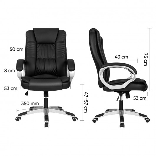 Кресло офисное эргономичное DELI EXECUTIVE CHAIR, PU кожа (4524), черн. DELI - фото 10