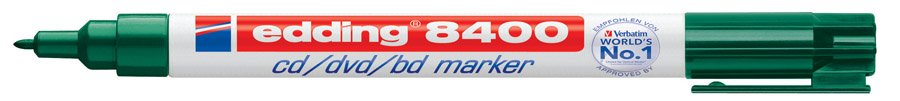 Маркер для CD/DVD/BD 8400, круглий наконечник 1мм., зелен. Edding - фото 2