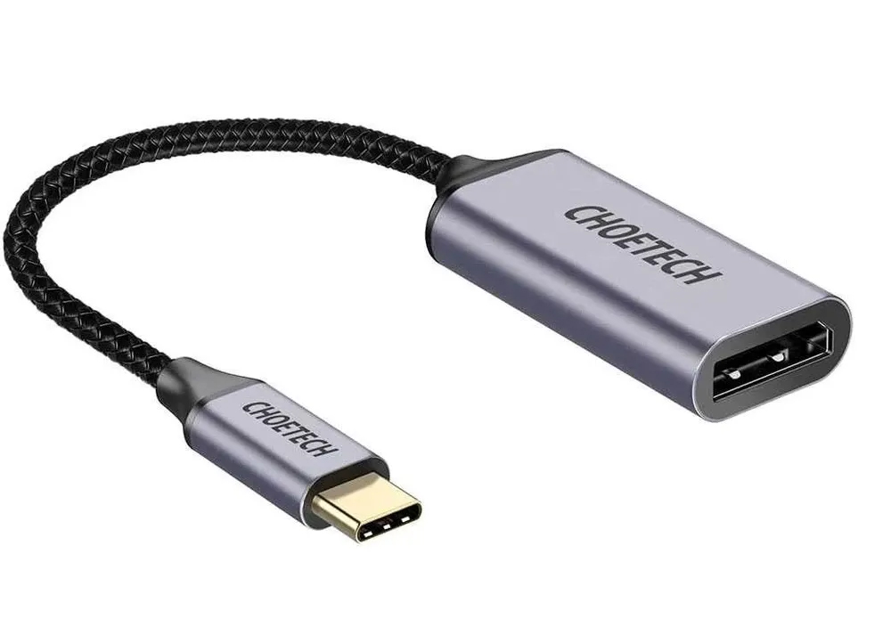 Адаптер Type-C до Display Port коаксиальный кабель (HUB-H11-GY-V2), серый CHOETECH - фото 1