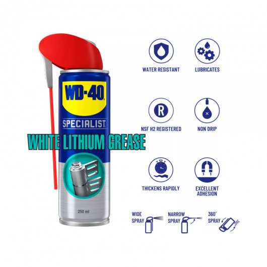 Біле літієве мастило WD-40, 250 мл., аерозоль WD-40 — фото 4