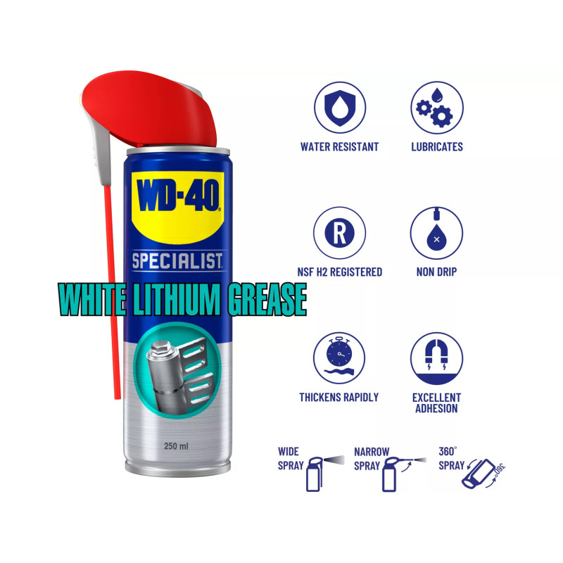 Біле літієве мастило WD-40, 250 мл., аерозоль WD-40 — фото 4