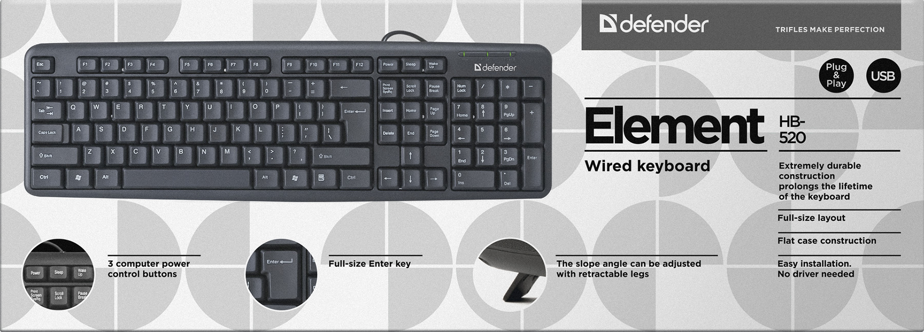 Клавіатура USB Element HB-520, чорн. Defender - фото 2