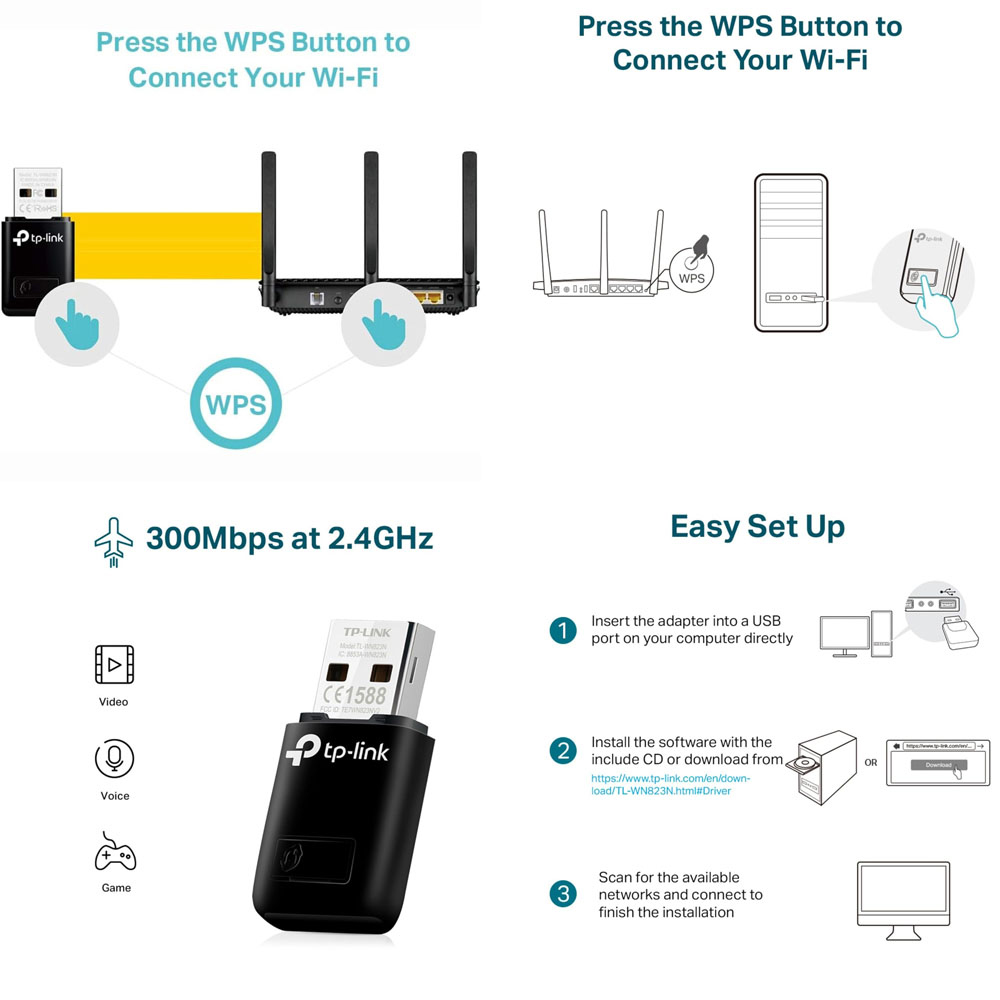 WiFi Адаптер TL-WN823N, N300, WiFi4, 300Mb, 2,4MHz, USB2.0, Windows/Mac Os/Linux TP-LINK - фото 7
