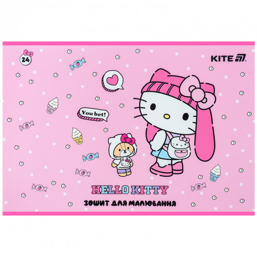 Тетрадь для рисования, 24 лист., скоба, софт тач + УФ лак, Hello Kitty-1 (HK25-242-1) Kite - фото 10