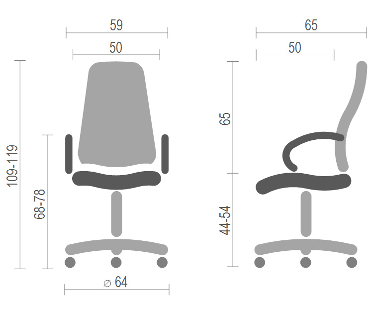 Крісло для персоналу Кап CH D-TILT, беж. АКЛАС - фото 4