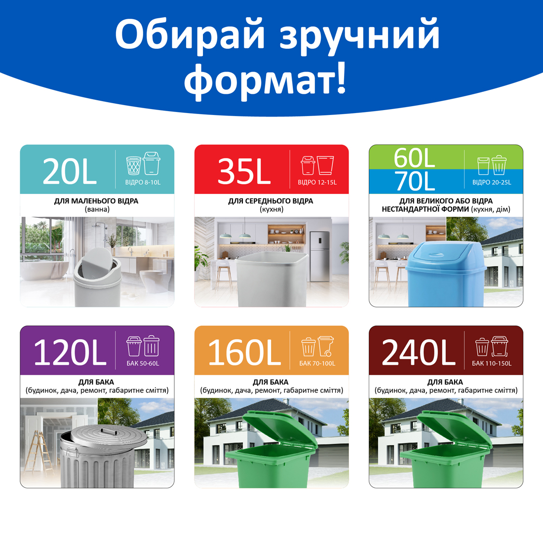 Мішки для сміття двошаровий на 160л. 110*105см*10шт., HD/LD, зелено-чорн. Фрекен Бок — фото 4