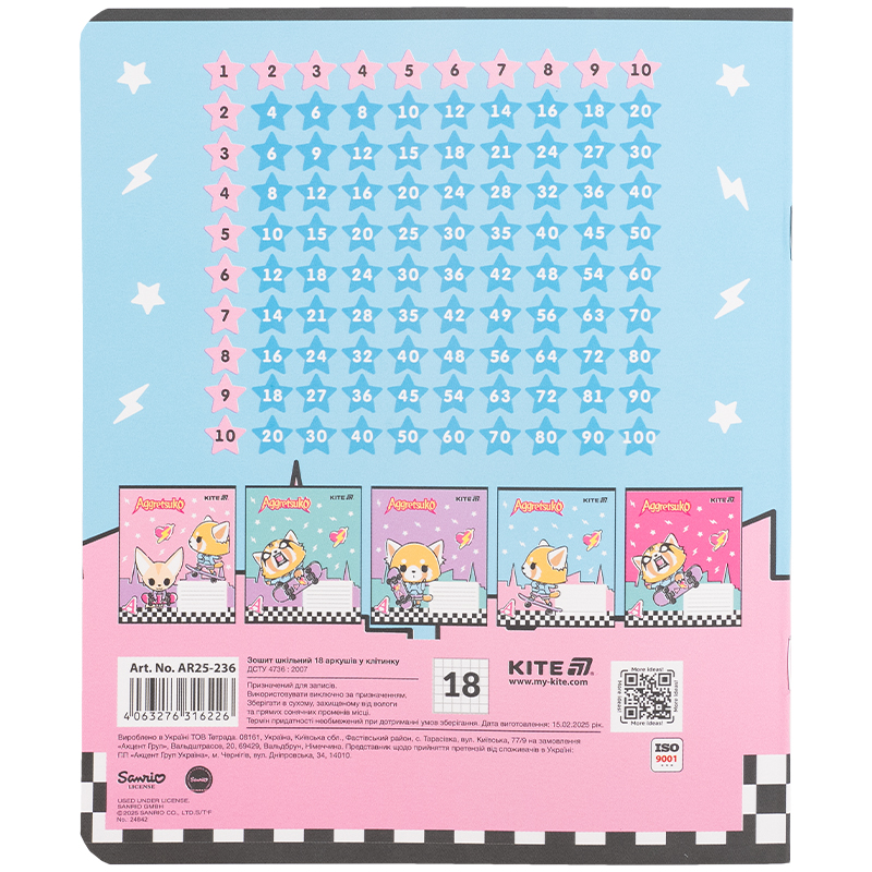 Тетрадь 18 лист., кл., софт тач + УФ лак, Aggretsuko (AR25-236) Kite - фото 14