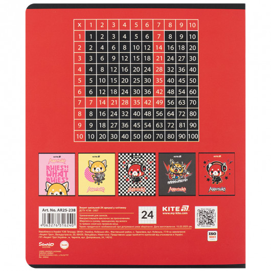 Тетрадь 24 лист., кл., софт тач + УФ лак, Aggretsuko (AR25-238) Kite - фото 19