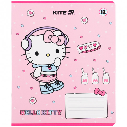 Тетрадь 12 лист., кл., гибр. лак + УФ лак, Hello Kitty-1 (HK25-232-1) Kite - фото 13