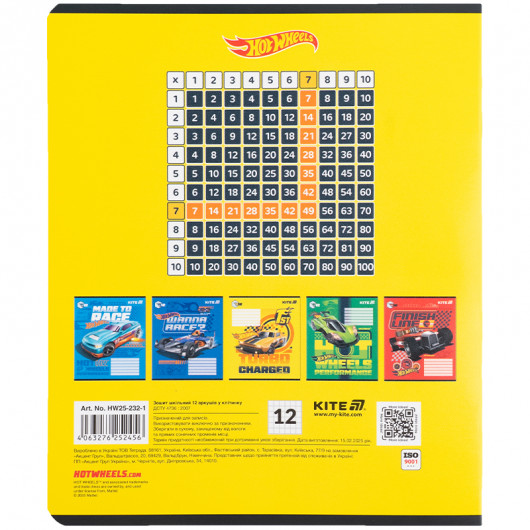 Тетрадь 12 лист., кл., гибр. лак + УФ лак, Hot Wheels-1 (HW25-232-1) Kite - фото 13