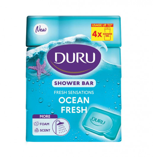 Мыло гліцеринове Fresh Sensations Океанський бриз 150г.*4шт. Экопак (8690506494605) DURU — фото 2