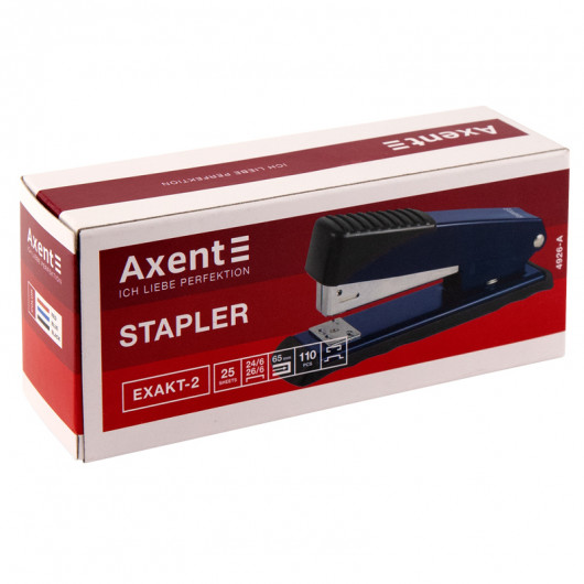 Степлер 24/6 Exakt-2, 25л., глубина скрепления 65мм., метал., 4926-A красный Axent - фото 5