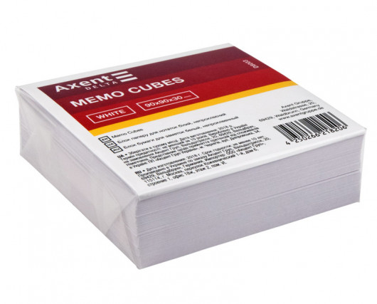 Блок для запису неклеєний 90*90*30мм., Delta (D8003) білий Axent — фото 3