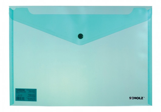 Папка-конверт на кнопці, А4, прозора, товщина 180мкм., зелен. Scholz — фото 3