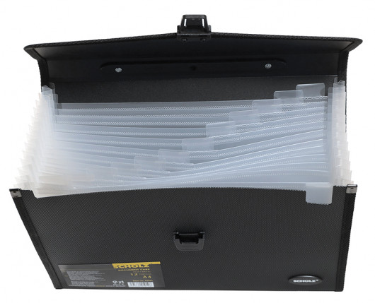 Портфель-картотека на 12 отделений, А4, черн. Scholz - фото 4