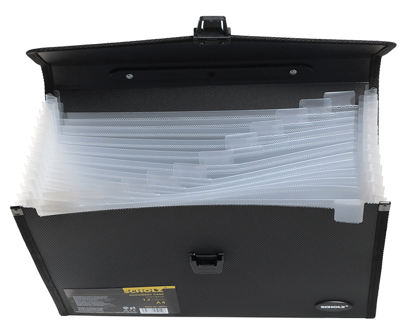 Портфель-картотека на 12 отделений, А4, черн. Scholz - фото 4