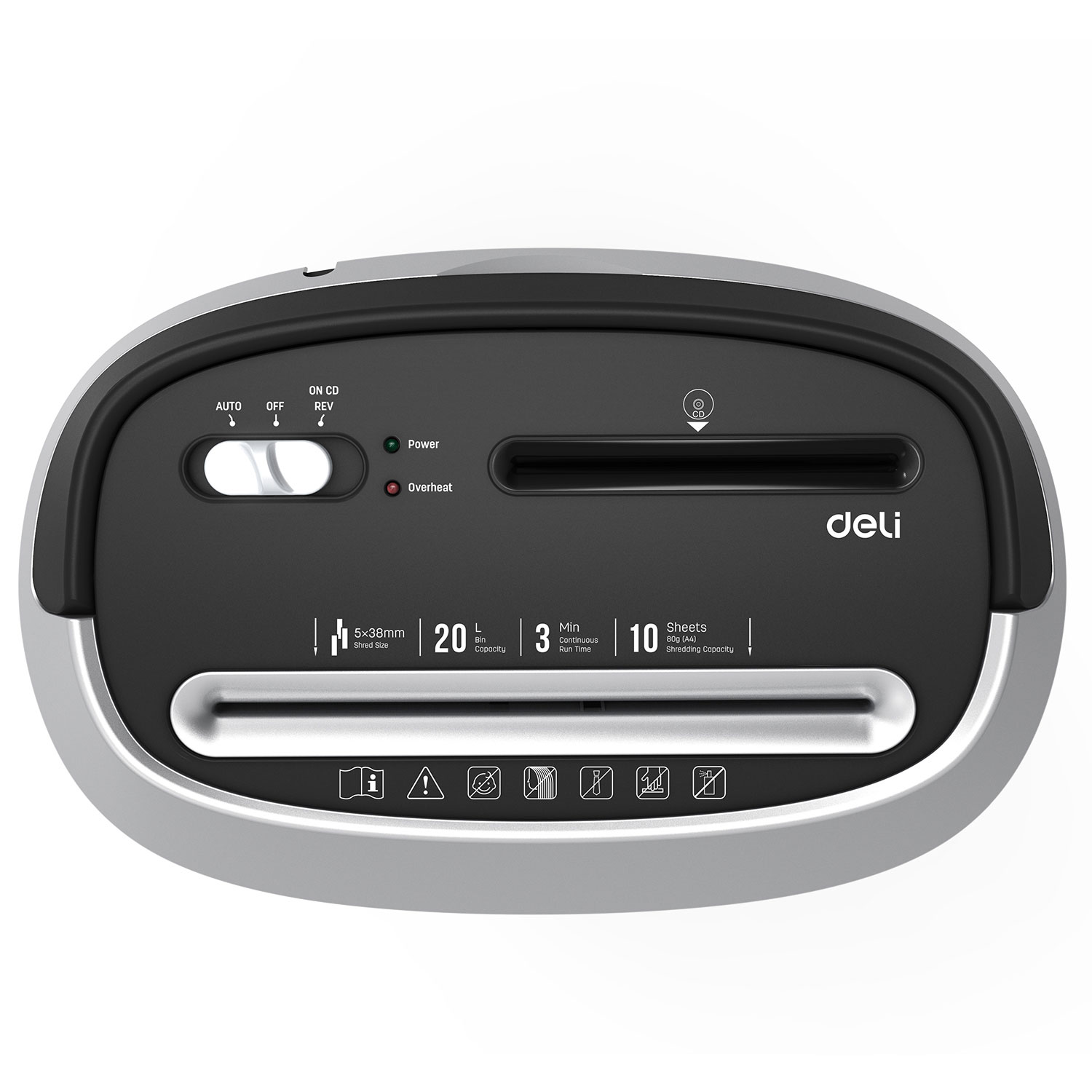 Знищувач документів DELI 9948, 10 арк., перехресне різання 5*38мм., кошик на 20л., клас P-3 DELI — фото 5