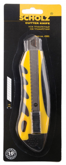 Ніж канцелярський великий 18мм., металева направляюча, прогумований ергономічний корпус Scholz — фото 5