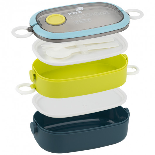 Ланчбокс двойной с наполнением 1600 мл, синий (K25-1181-2) Kite - фото 9