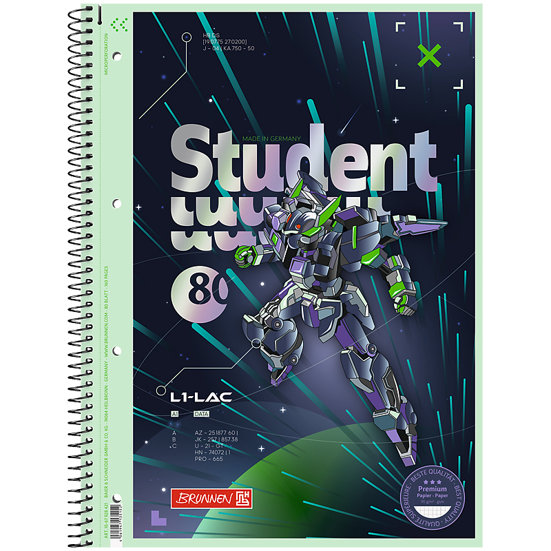 Коледж-блок А4 Premium, клітинка, 80 арк.,Robot Heroes Brunnen — фото 5
