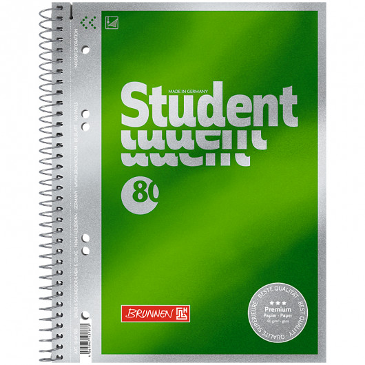 Коледж-блок А5 Premium, нелінований, 80 арк., зелен. Brunnen — фото 3