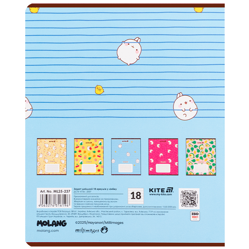 Зошит 18 арк., лін., гібр. лак + УФ лак, Molang (ML25-237) Kite — фото 18