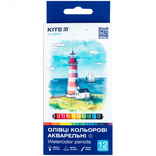 Олівці кольорові акварельні, 12 шт. Kite Classic Kite — фото 5