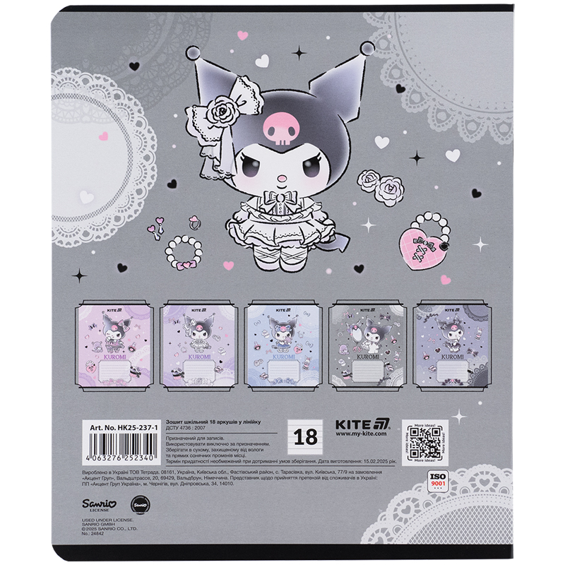Тетрадь 18 лист., лин., фольга + УФ лак, Hello Kitty-1 (HK25-237-1) Kite - фото 14