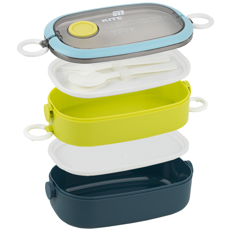 Ланчбокс подвійний з наповненням 1600 мл, синій (K25-1181-2) Kite — фото 8