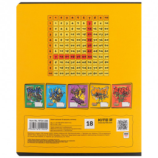 Тетрадь 18 лист., в кл., софт тач + УФ лак, Ninja Turtles (NT24-236) Kite - фото 12