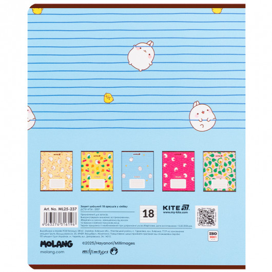 Зошит 18 арк., лін., гібр. лак + УФ лак, Molang (ML25-237) Kite — фото 15