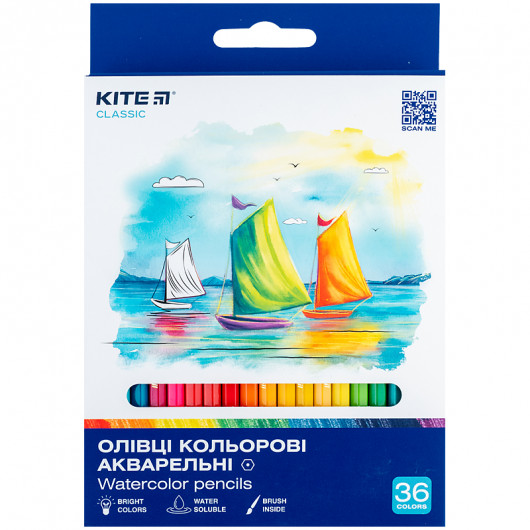 Олівці кольорові акварельні, 36 шт. Kite Classic Kite — фото 6