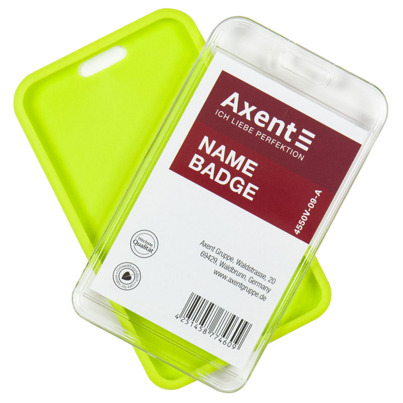 Бейдж-чехол вертикальный SoftTouch, 54*85мм., матовый, салат. Axent - фото 7