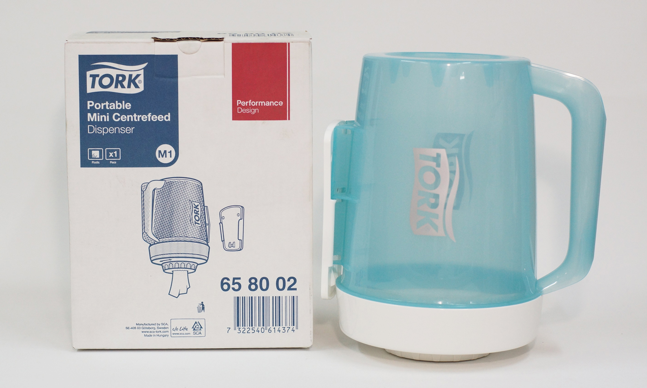 Диспенсер для полотенец в рулонах с центр/вытяжкой, переносной, пластик, Performance, (M1), голуб. Tork - фото 2