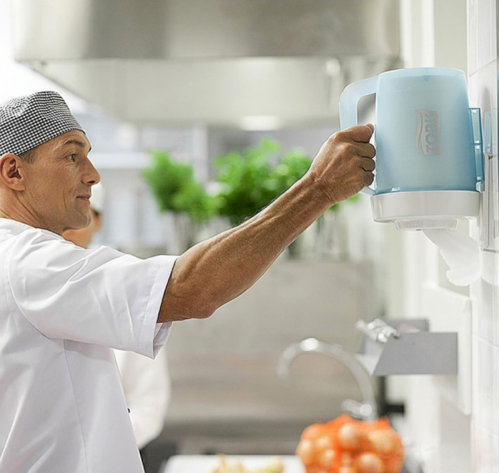 Диспенсер для полотенец в рулонах с центр/вытяжкой, переносной, пластик, Performance, (M1), голуб. Tork - фото 6