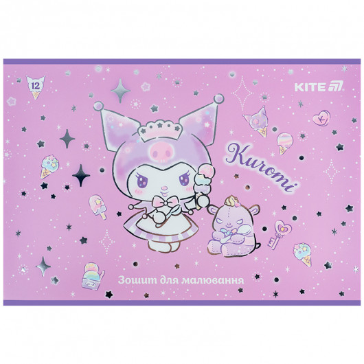 Тетрадь для рисования, 12 лист., скоба, фольга + УФ лак, Hello Kitty-2 (HK25-241-2) Kite - фото 10