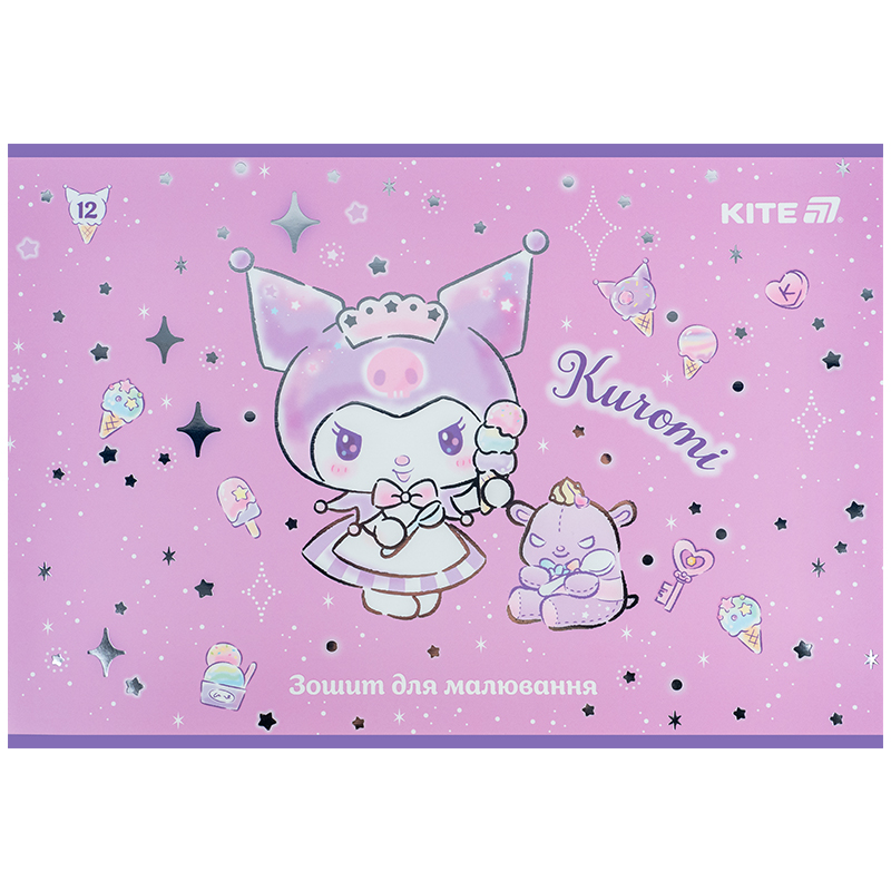 Тетрадь для рисования, 12 лист., скоба, фольга + УФ лак, Hello Kitty-2 (HK25-241-2) Kite - фото 10