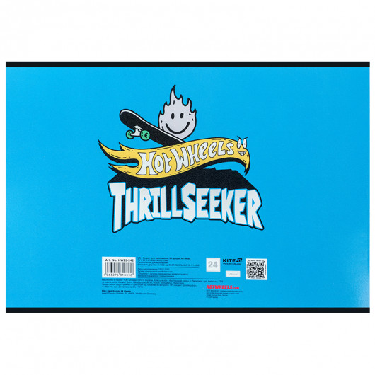 Тетрадь для рисования, 24 лист., скоба, гибр. лак + УФ лак, Hot Wheels (HW25-242) Kite - фото 10