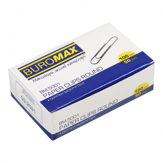 Скрепки 50мм., никель., круглые, гладкие, 100шт., картон. уп. BuroMax - фото 3
