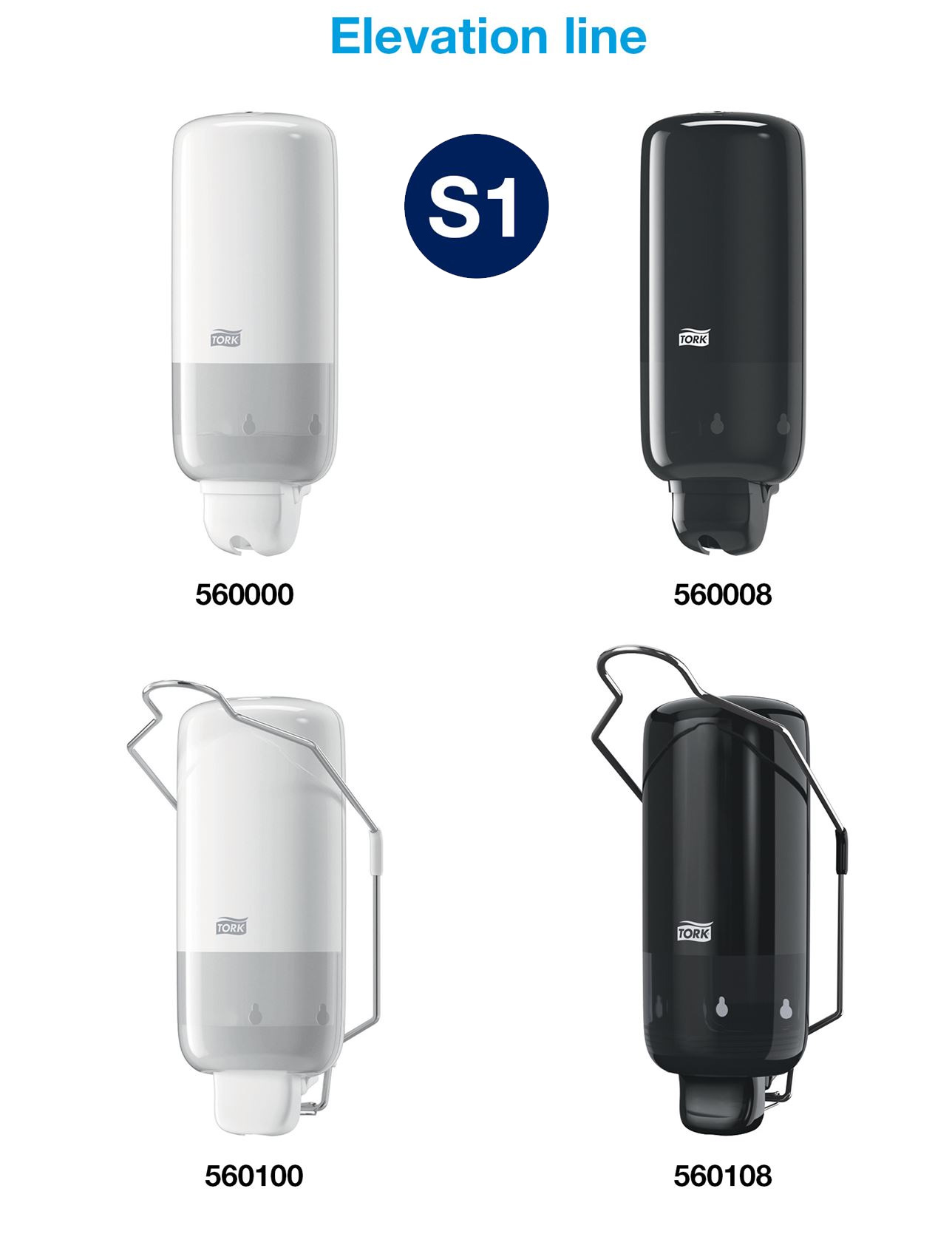 Диспенсер для рідкого мила, пластиковий, з ліктьовим приводом Elevation, 1л, пластик, (S1), чорн. Tork - фото 2