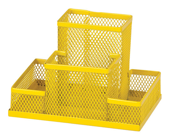 Подставка для ручек и канцтоваров на 4 отделения металлическая, желт. ZiBi - фото 2