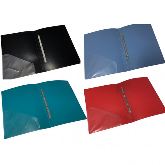 Папка зі швидкозшивачем і кишенею, корінець 18мм., 500мКм. пластик., до 150арк., син. 4Office — фото 3
